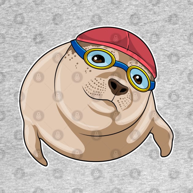 Seal at Swimming with Swimming goggles by Markus Schnabel